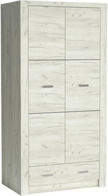 Dulap INDIANAPOLIS I1, stejar craft alb, PAL laminat, cu 2 usi si un s