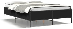 3279807 vidaXL Cadru de pat, negru, 140x190 cm, lemn prelucrat și metal