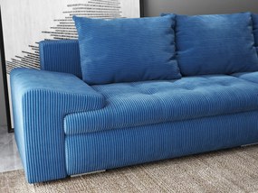 Colțar extensibil dumonde cu ladă de depozitare si sezut confortabil din spuma high-density, Leonardo Zoom Albastru 260x185 cm II