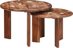 vidaXL Mese de Cafea Nesting 2 pcs Multicolour Lemn recuperat solid