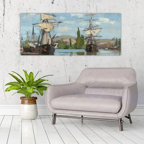 Tablou - Claude Monet, Ships Riding on the Seine at Rouen, reproducere (120x50 cm)