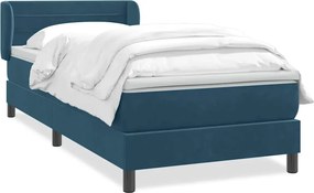 vidaXL Pat box spring cu saltea, albastru închis, 80x220 cm, catifea