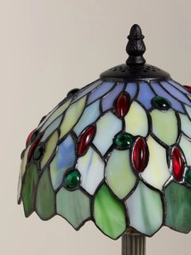 Lampa de masa din metal, cu abajur din sticla vitrata , "Bloom"