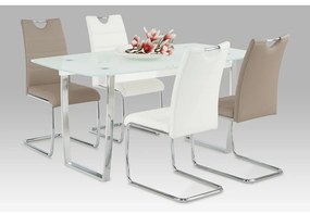 Scaun dining, alb cusatura culoare deschisa, ABIRA NEW