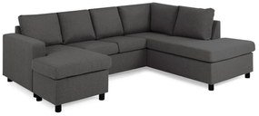 Colțar Scandinavian Choice C153Negru, Gri inchis, 254x194x82cm, Picioare: Plastic