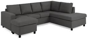 Colțar Scandinavian Choice C153Negru, Gri inchis, 254x194x82cm, Picioare: Plastic