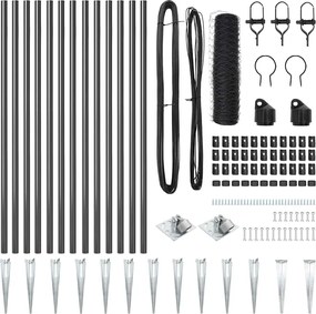 vidaXL Stâlp de gard. Gri 25 x 0,8 m (mesh de 50 mm) Oțel și PVC