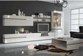 Comodă, albă strălucitoare HG/stejar sonoma închis, LYNATET TYP 40