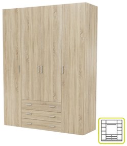 Dulap, 4 uşi, stejar sonoma, GWEN 70429