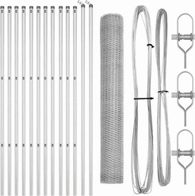 vidaXL Stâlp de gard. Argintiu 25 x 1 m (plasă de 13 mm) Oțel