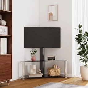 358170 vidaXL Suport TV de colț 2 niveluri pentru 32-70 inchi, negru/argintiu