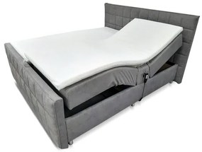 Pat tapițat reglabil electric HELEN 180x200 cm, gri, cu saltele și topper