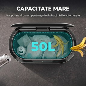 HOMCOM Coș de gunoi automat cu senzor cu infraroșu, 50 l, din oțel inoxidabil anti-amprentă, cu închidere amortizată, argintiu | Aosom Romania