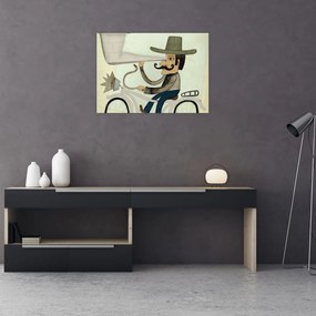 Tablou pe sticlă - Astronom pe bicicletă (70x50 cm)