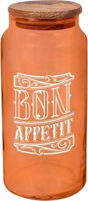 Borcan cu capac 503HRN1187, portocaliu/maro, sticla/lemn, 1400 ml