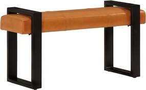 vidaXL Bancă, negru și maro, 110 cm, piele naturală de capră