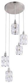 Lustra moderna cu 5 pendule WOLLI nichel/transparent 15760-5 GL