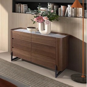 Comoda 6 sertare deosebita design LUX Walnut-Marble