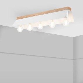 Plafonieră ESME 5xE27/15W/230V alb/stejar