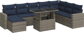 vidaXL Set canapele grădină cu perne 9 piese gri poliratan/lemn acacia