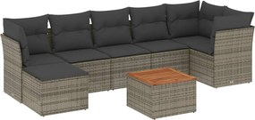 vidaXL Set canapele de grădină cu perne, 8 piese, gri, poliratan