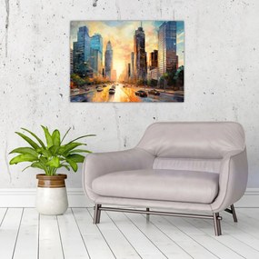 Tablou pe sticlă - Pictura orașului (70x50 cm)