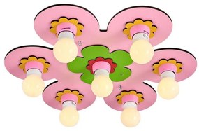 Plafonieră pentru copii LUCCA 7xE27/24W/230V roz
