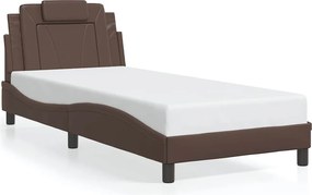 vidaXL Cadru de pat, Viana, fără saltea, maro, 80x200 cm, piele ecologică