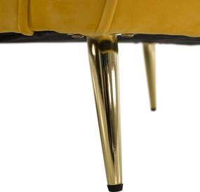 Canapea cu 3 locuri de design, ţesătură Velvet galbenă/gold crom auriu, EZIO TYP 3