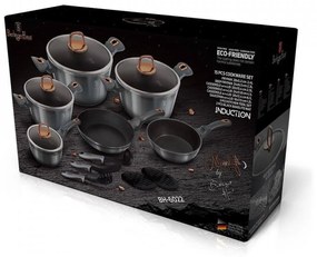Set oale si tigai marmorate (15 piese) din aluminiu forjat Moonlight Collection Berlinger Haus BH 6022