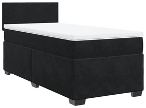 3286182 vidaXL Pat box spring cu saltea, negru, 90x190 cm, catifea