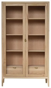 Vitrina, natur, din lemn de stejar, L108 cm, aspect rustic, Ernest