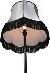 Lampă de podea retro neagră cu abajur Granny negru cu gri 45 cm - Simplo
