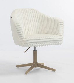 HR832CROSS Scaun Alb Teddy Cord cu Bază Crem