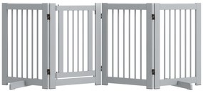 PawHut Grilă pentru câini independentă, 4 panouri, flexibilă, lemn de brad, 204L x 36A x 75Î cm, Gri deschis | Aosom Romania