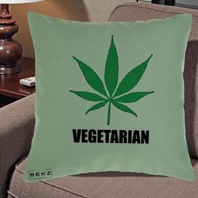 Perna Decorativa Vegetarian cu Frunza, 40x40 cm, Verde, Husa Detasabila, Perna Inclusa, BEKZ®