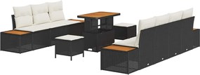 vidaXL Set de canapele pentru grădină 10 pcs Negru Rattan poli