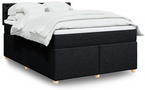 vidaXL Pat box spring cu saltea, negru, 140x190 cm, textil
