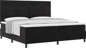 vidaXL Pat cu arcuri cu saltea cu headboard Negru 200 x 200 cm Catifea