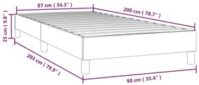 Cadru de pat box spring, gri, 90x200 cm, piele ecologica Gri, 25 cm, 90 x 200 cm
