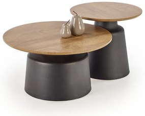 Set 2 mese de cafea Malomi natur/negru