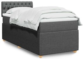 vidaXL Pat box spring cu saltea, gri închis, 80x200 cm, textil