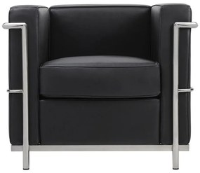 Fotoliu SOFT LC2  piele naturala italiana negru, crom