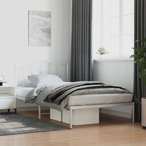 373833 vidaXL Cadru de pat din metal cu tăblie, alb, 100x200 cm