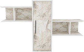 Raft Olida, alb cu imprimeu marmura, 119x35x52 cm