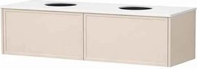 Set dulap baza suspendat KolpaSan Orphia 2 sertare 140 cm finisaj light grey cu blat Kerrock