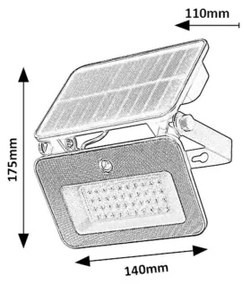 Rabalux 77159 LED proiector solar cu senzor LED 6W 3,7V 3000-6500K IP65