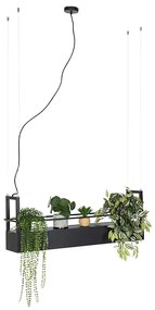 Lampă industrială suspendată neagră cu raft 4 lumini GU10 - Cage Rack