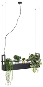 Lampă industrială suspendată neagră cu raft 4 lumini GU10 - Cage Rack