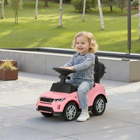 AIYAPLAY Mașinuță Ride-on Land Rover cu Mâner și Barieră, din PP și Oțel, 84 x 40 x 94,5 cm, Roz | Aosom Romania